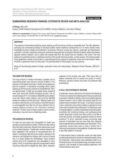 prefer for statistical summary of results|Summarizing Research Findings: Systematic Review and Meta .